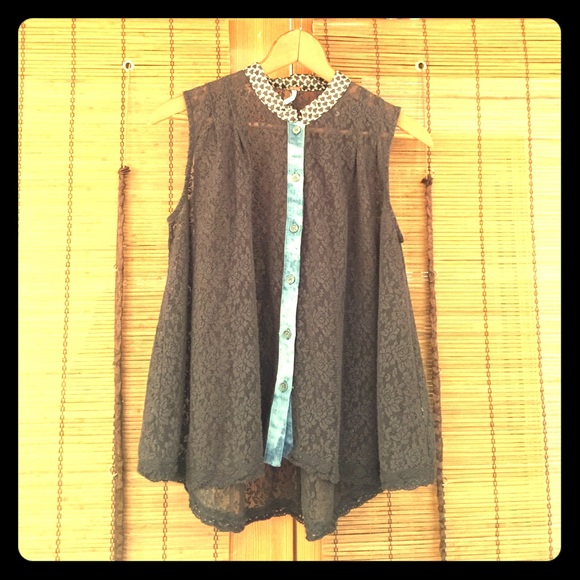Free People black lace tank-blouse