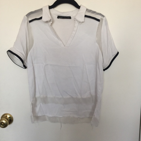 Zara Frayed Collar Top