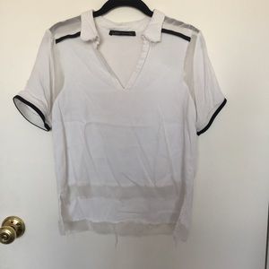 Zara Frayed Collar Top