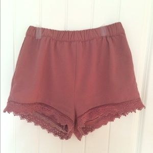 Mauve/Pink Crochet Shorts