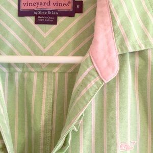 Women's Green/White/Pink Vineyard Vines Button Dwn
