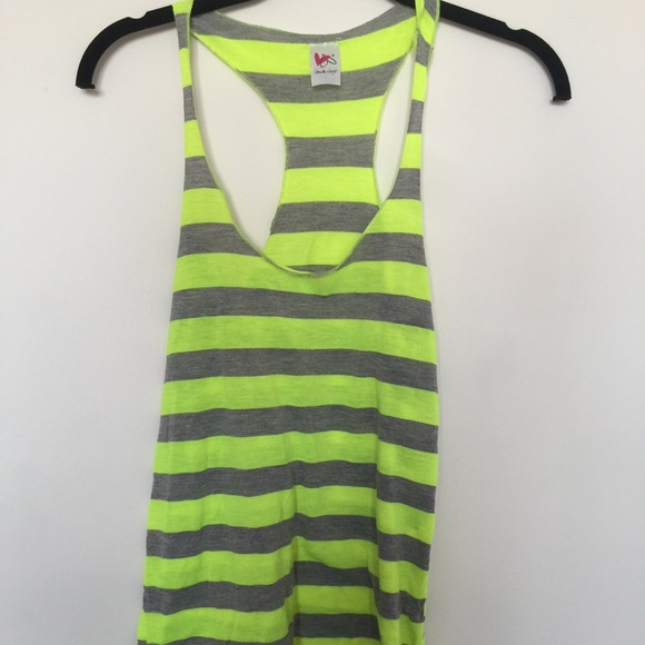 Neon Yellow Striped Racerback Tank