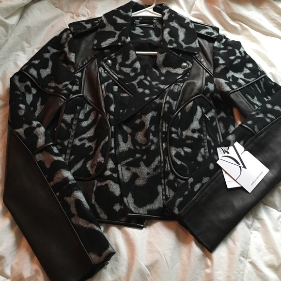 NWT AUTHENTIC DVF Lambskin Leather Theodora Jacket