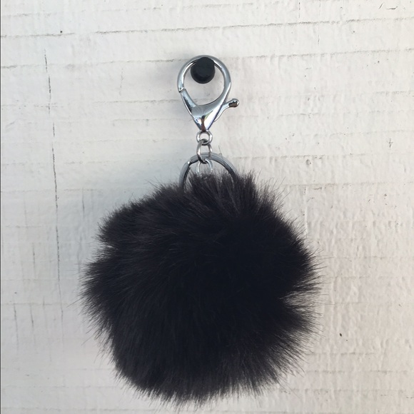 💲BUNDLES 20% OFF💲•Black Fuzzy Pom Pom Keychain• - Picture 2 of 3