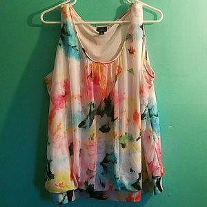 watercolor floral tank top