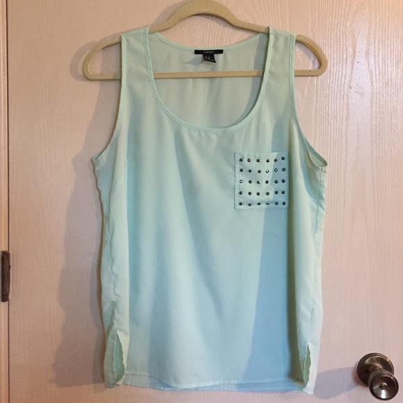 Sleeveless mint green chiffon top size M