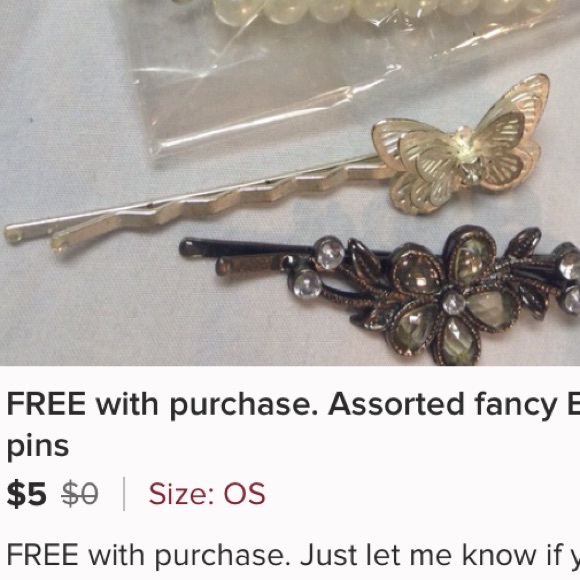 FREE with purchase. Assorted fancy Bobby pins