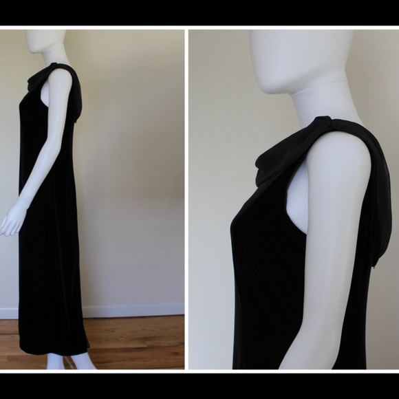 Vintage Black Velvet Art Deco Style Maxi Gown - Picture 3 of 4