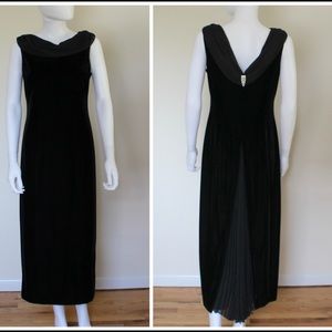 Vintage Black Velvet Art Deco Style Maxi Gown