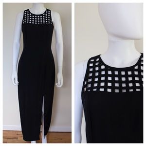 Vintage 90s Cut Out Sexy Black Maxi Dress