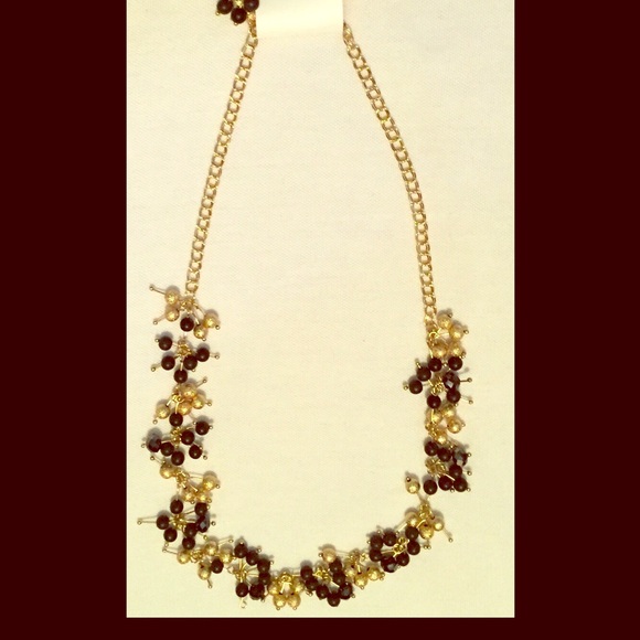 Black and gold necklace and earring set