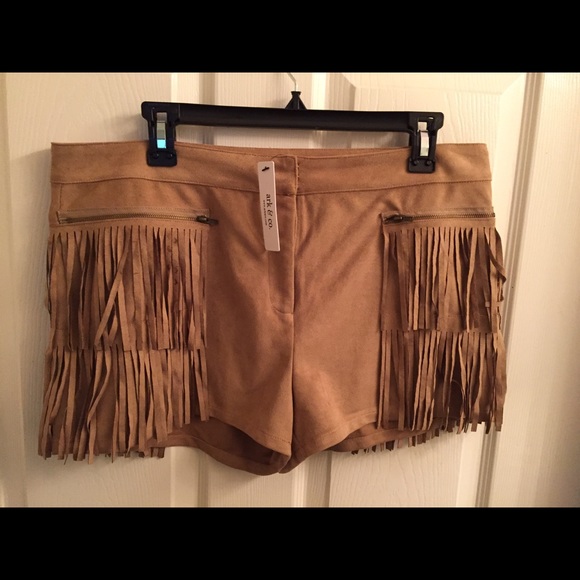 Pants - Fringed Faux Suede Shorts