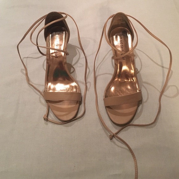 Madden Girl nude, lace up sandals