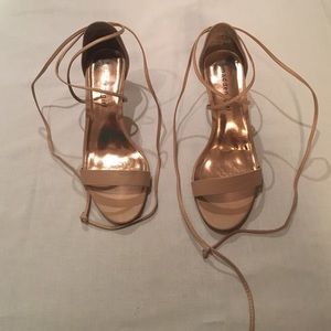 Madden Girl nude, lace up sandals