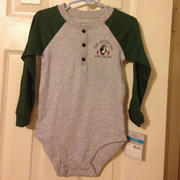 Gray and green long sleeve onesie