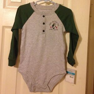 Gray and green long sleeve onesie
