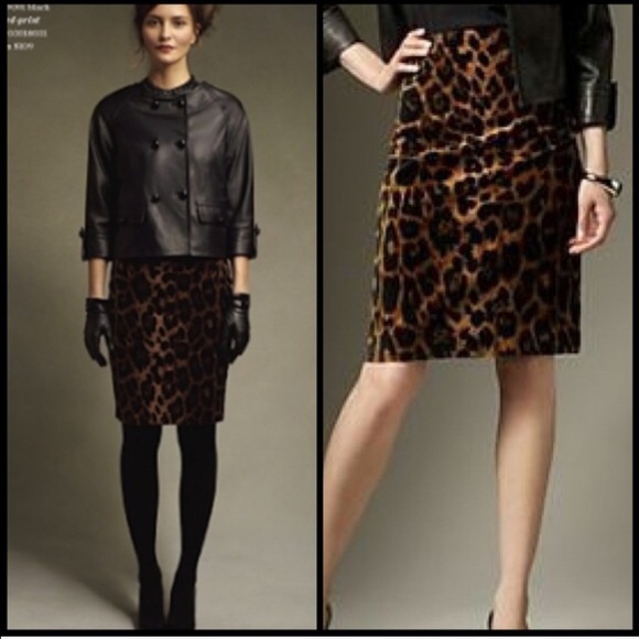 talbots leopard pencil skirt
