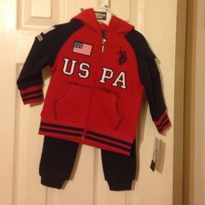 2 piece set red and blue jacket and pant set