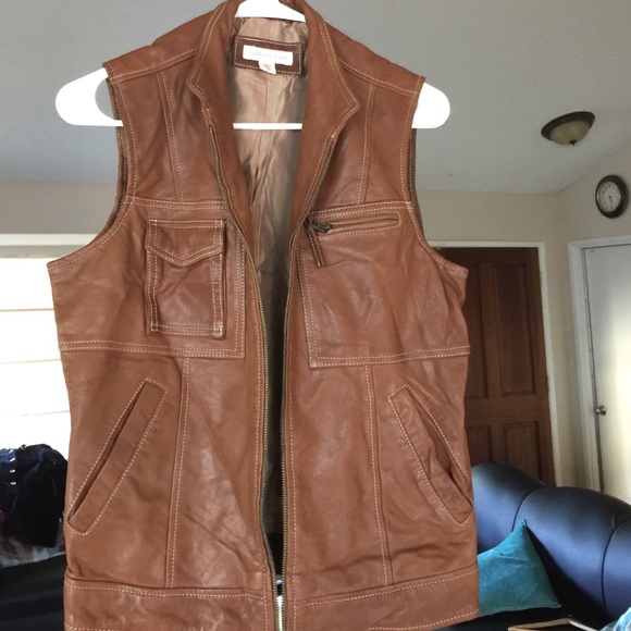 Cold water creek %100 leather Vest