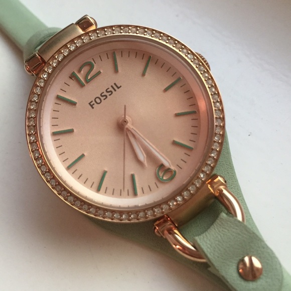 Fossil Accessories - Fossil 'Georgia' mint & rose gold watch