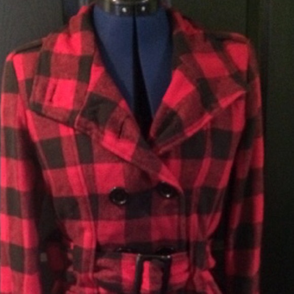 Plaid Peacoat Size M