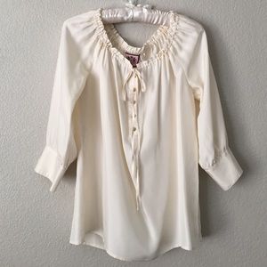 Cream Silk Juicy Couture Blouse with Apple Buttons