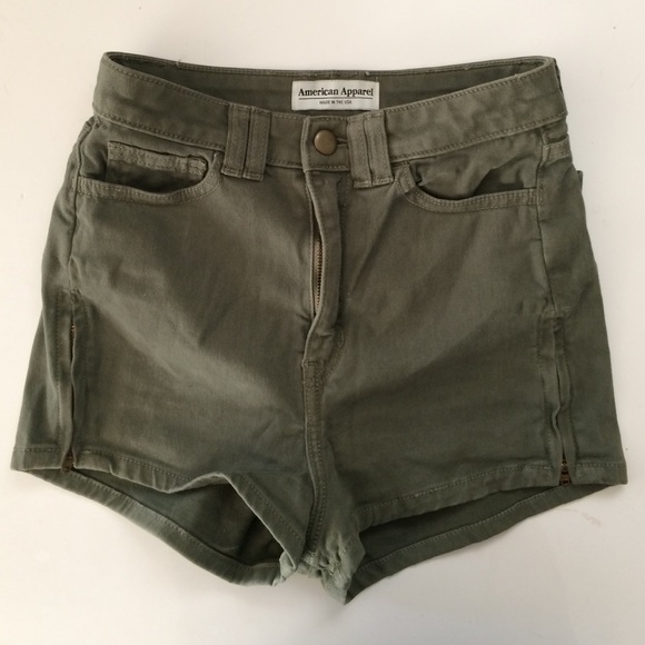 Olive High-Waisted Stretch Twill Zipper Short