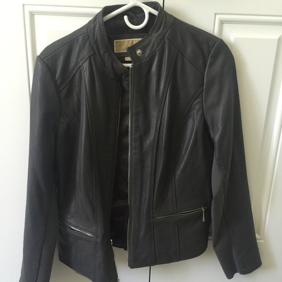 Michael Kors gray, leather jacket