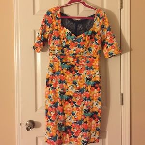 Theia Floral Print Dress
