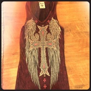 Vocal bedazzled cross tank