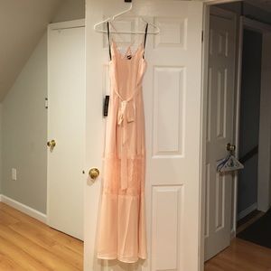 bebe "Dawn" lace trim lace up maxi dress