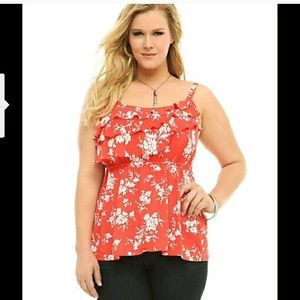 Red ruffle floral tank LAST PRICE DROP!