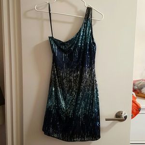 One shoulder sequin dress