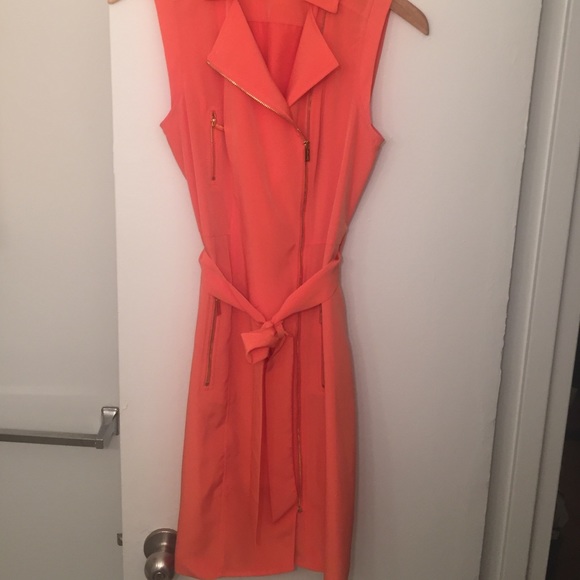 Calvin Klein Orange Zip Trench Dress NEVER WORN!