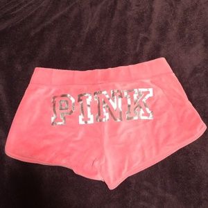 PINK VS velour shorts