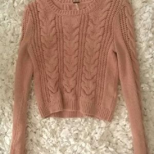 Rose pink free people cable knit sweater
