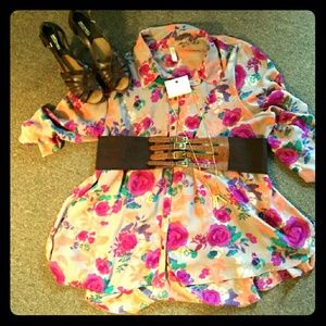 Target Floral button down tunic