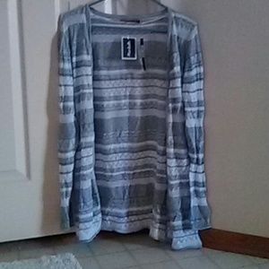 Grey and white stripe cardigan