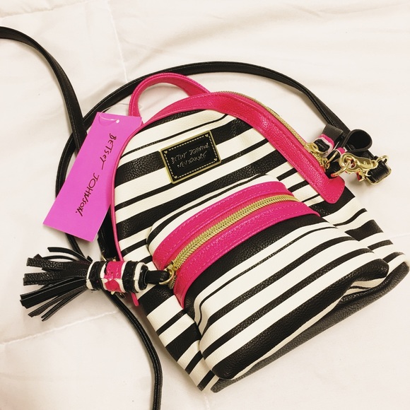 Betsey Johnson Striped Mini Backpack Purse
