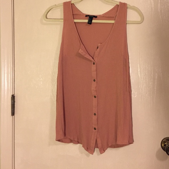 Dark blush colored button front tank top size L