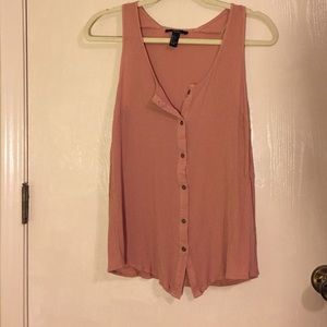 Dark blush colored button front tank top size L