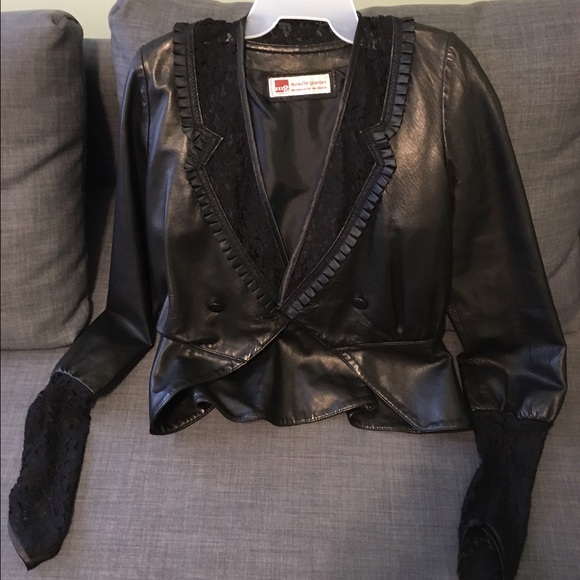 Mireille Grainer Leather and lace jacket - Picture 1 of 3