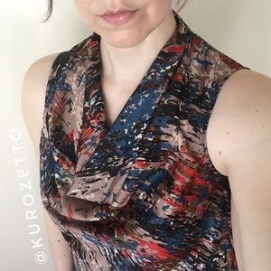 Colorful Pattern Cowl Neck Top