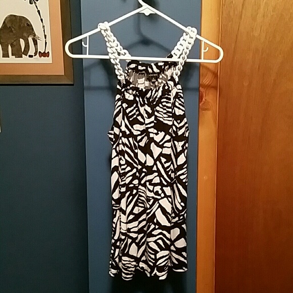 Nine West black/white halter blouse