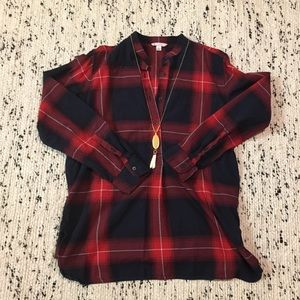 Gap Red/Blue Plaid Button Down Tunic