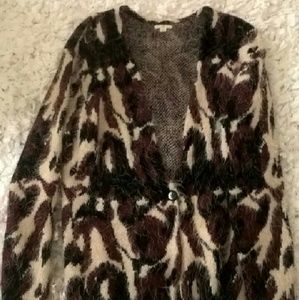 Camo print sweater fuzzy cardigan