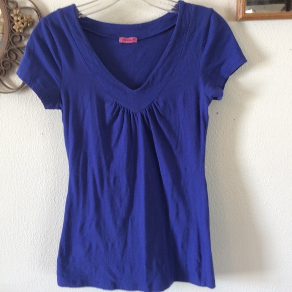 PARIS BLUES PURPLE V NECK TOP, SIZE SMALL - Picture 1 of 2