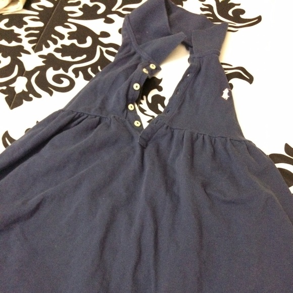 Open Back, Navy Blue Polo Top