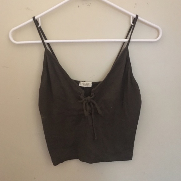 Brandy Melville olive green lace up tank top