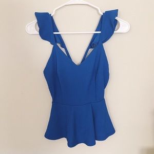 Blue Butterfly Strap Peplum Top